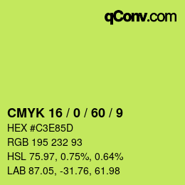 カラーコード: CMYK 16 / 0 / 60 / 9 | qconv.com
