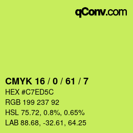 Color code: CMYK 16 / 0 / 61 / 7 | qconv.com