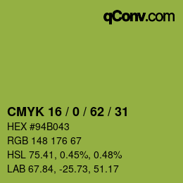Color code: CMYK 16 / 0 / 62 / 31 | qconv.com