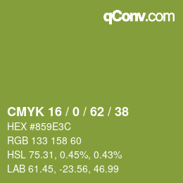 Código de color: CMYK 16 / 0 / 62 / 38 | qconv.com