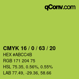Código de color: CMYK 16 / 0 / 63 / 20 | qconv.com