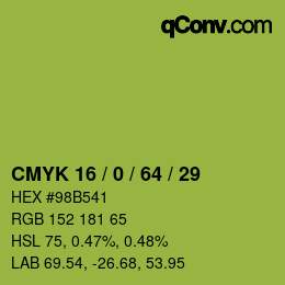 Color code: CMYK 16 / 0 / 64 / 29 | qconv.com