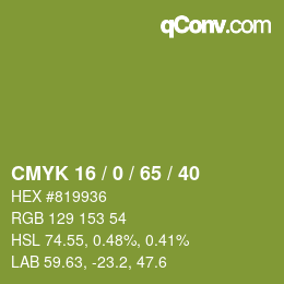 Color code: CMYK 16 / 0 / 65 / 40 | qconv.com