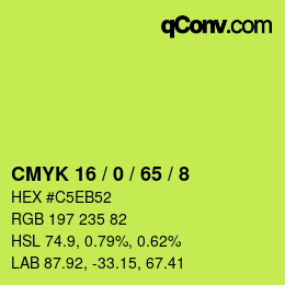 颜色代码: CMYK 16 / 0 / 65 / 8 | qconv.com