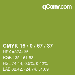 Color code: CMYK 16 / 0 / 67 / 37 | qconv.com