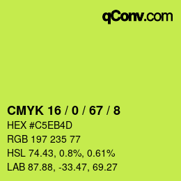 カラーコード: CMYK 16 / 0 / 67 / 8 | qconv.com