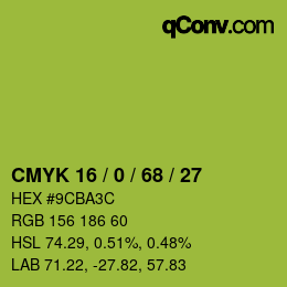 颜色代码: CMYK 16 / 0 / 68 / 27 | qconv.com