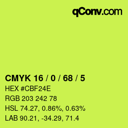 カラーコード: CMYK 16 / 0 / 68 / 5 | qconv.com