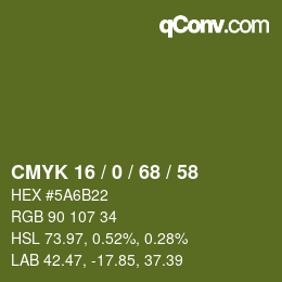 Código de color: CMYK 16 / 0 / 68 / 58 | qconv.com