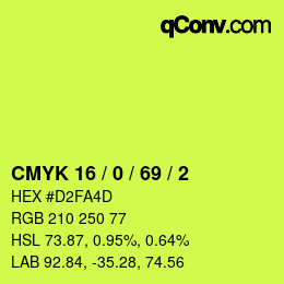 Color code: CMYK 16 / 0 / 69 / 2 | qconv.com