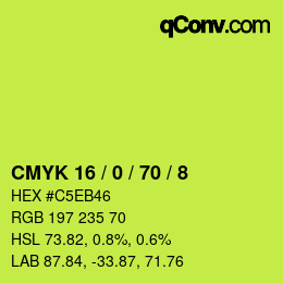 Color code: CMYK 16 / 0 / 70 / 8 | qconv.com