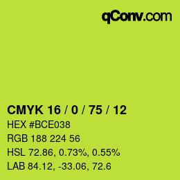 Color code: CMYK 16 / 0 / 75 / 12 | qconv.com