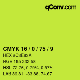 Farbcode: CMYK 16 / 0 / 75 / 9 | qconv.com