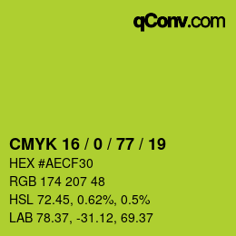 Color code: CMYK 16 / 0 / 77 / 19 | qconv.com