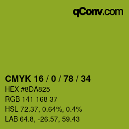 Color code: CMYK 16 / 0 / 78 / 34 | qconv.com