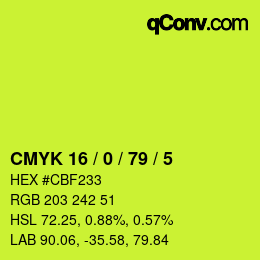 颜色代码: CMYK 16 / 0 / 79 / 5 | qconv.com