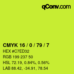 颜色代码: CMYK 16 / 0 / 79 / 7 | qconv.com