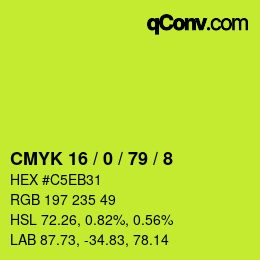 Color code: CMYK 16 / 0 / 79 / 8 | qconv.com