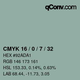 Color code: CMYK 16 / 0 / 7 / 32 | qconv.com