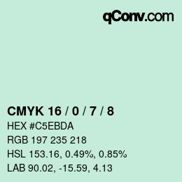 颜色代码: CMYK 16 / 0 / 7 / 8 | qconv.com