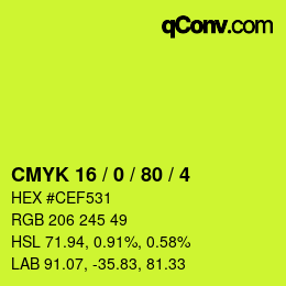 Color code: CMYK 16 / 0 / 80 / 4 | qconv.com