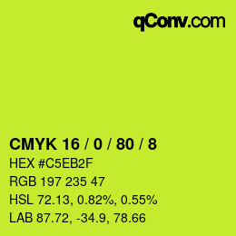 Color code: CMYK 16 / 0 / 80 / 8 | qconv.com