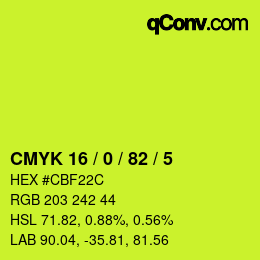 Color code: CMYK 16 / 0 / 82 / 5 | qconv.com