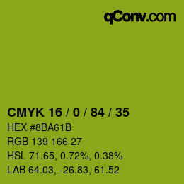 カラーコード: CMYK 16 / 0 / 84 / 35 | qconv.com
