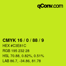 Color code: CMYK 16 / 0 / 88 / 9 | qconv.com
