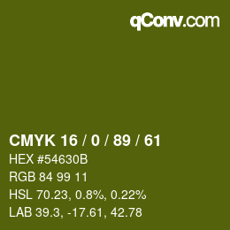 Código de color: CMYK 16 / 0 / 89 / 61 | qconv.com