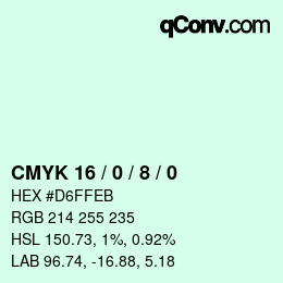 カラーコード: CMYK 16 / 0 / 8 / 0 | qconv.com