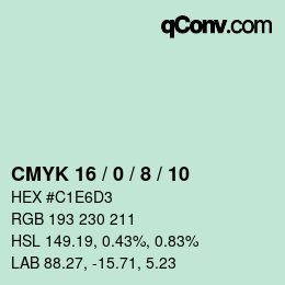 カラーコード: CMYK 16 / 0 / 8 / 10 | qconv.com