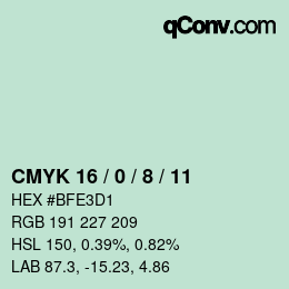 颜色代码: CMYK 16 / 0 / 8 / 11 | qconv.com