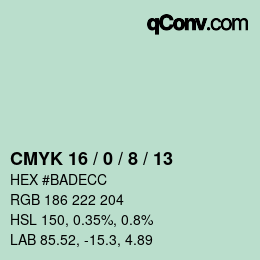 カラーコード: CMYK 16 / 0 / 8 / 13 | qconv.com