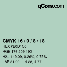 Farbcode: CMYK 16 / 0 / 8 / 18 | qconv.com