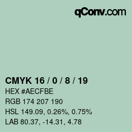 Color code: CMYK 16 / 0 / 8 / 19 | qconv.com