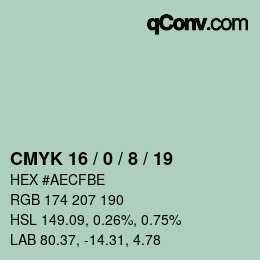 カラーコード: CMYK 16 / 0 / 8 / 19 | qconv.com