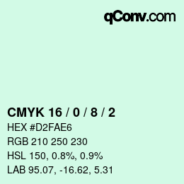 カラーコード: CMYK 16 / 0 / 8 / 2 | qconv.com