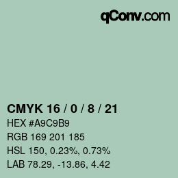 Color code: CMYK 16 / 0 / 8 / 21 | qconv.com