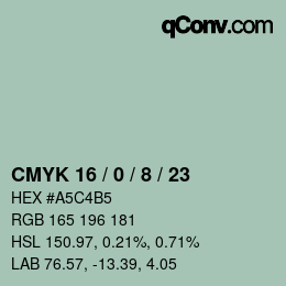 颜色代码: CMYK 16 / 0 / 8 / 23 | qconv.com