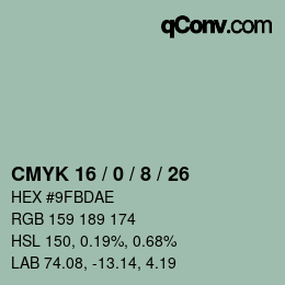 カラーコード: CMYK 16 / 0 / 8 / 26 | qconv.com