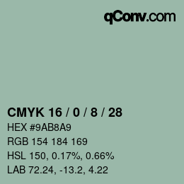 颜色代码: CMYK 16 / 0 / 8 / 28 | qconv.com