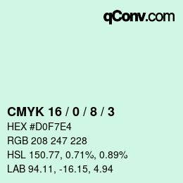 カラーコード: CMYK 16 / 0 / 8 / 3 | qconv.com