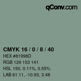 Color code: CMYK 16 / 0 / 8 / 40 | qconv.com