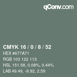 Color code: CMYK 16 / 0 / 8 / 52 | qconv.com