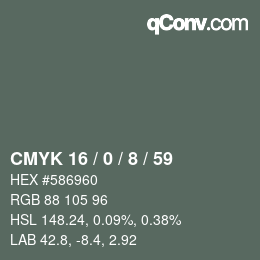 Color code: CMYK 16 / 0 / 8 / 59 | qconv.com