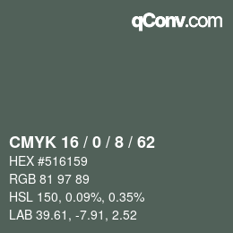 Color code: CMYK 16 / 0 / 8 / 62 | qconv.com