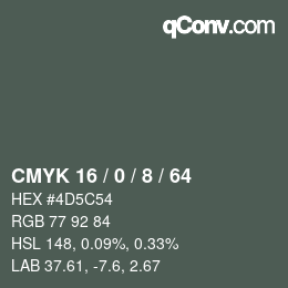カラーコード: CMYK 16 / 0 / 8 / 64 | qconv.com