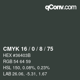 Color code: CMYK 16 / 0 / 8 / 75 | qconv.com