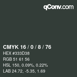 Color code: CMYK 16 / 0 / 8 / 76 | qconv.com